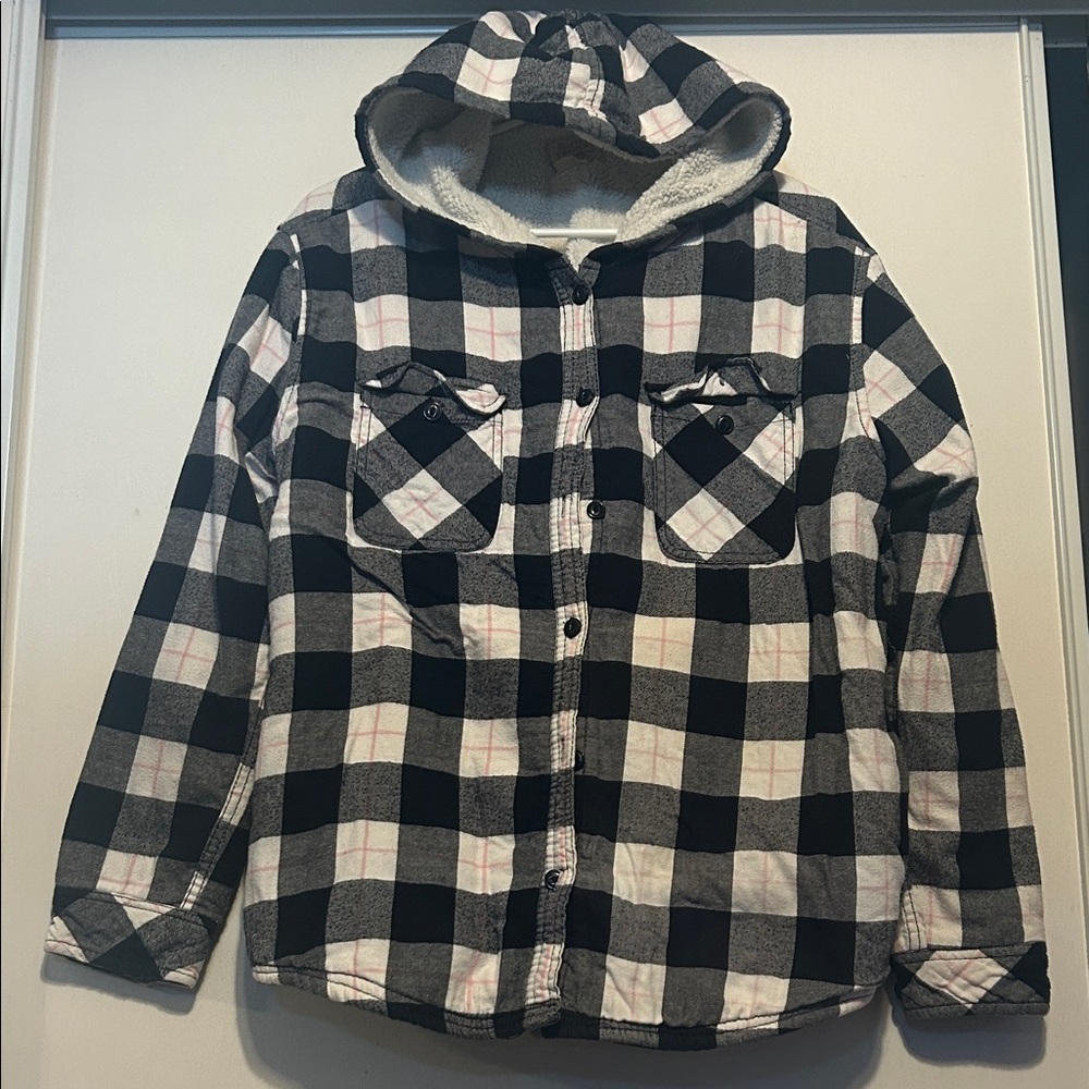 Boston Traders Black and White Plaid Kids Hoodie